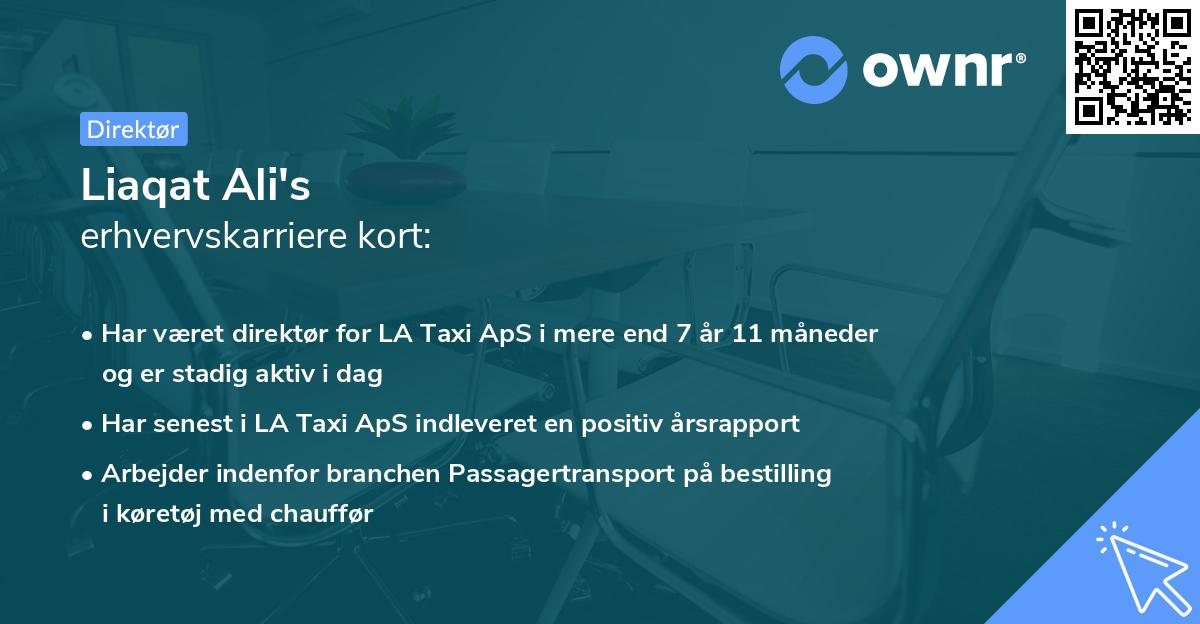 Liaqat Ali's erhvervskarriere kort