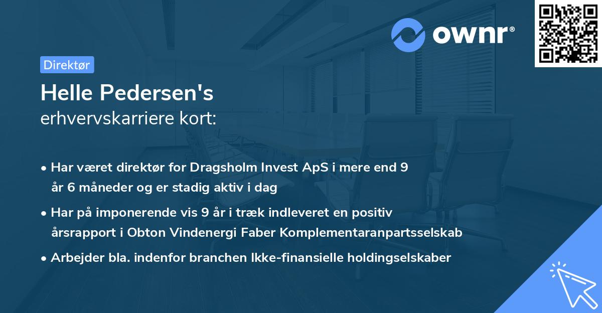 Helle Pedersen's erhvervskarriere kort