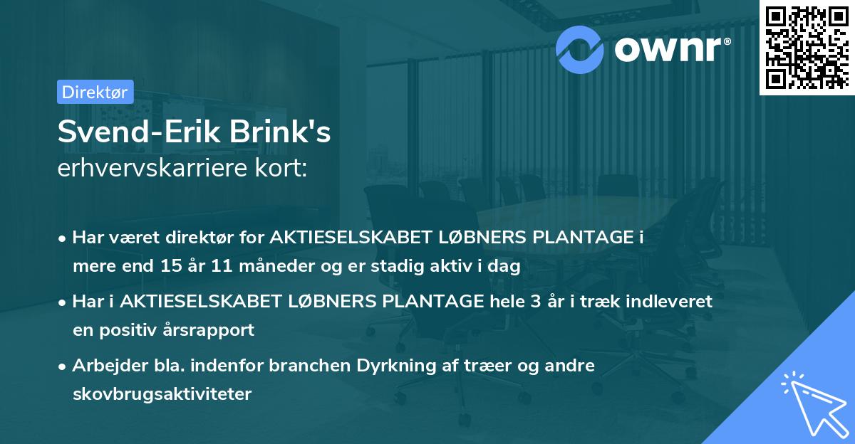 Svend-Erik Brink's erhvervskarriere kort