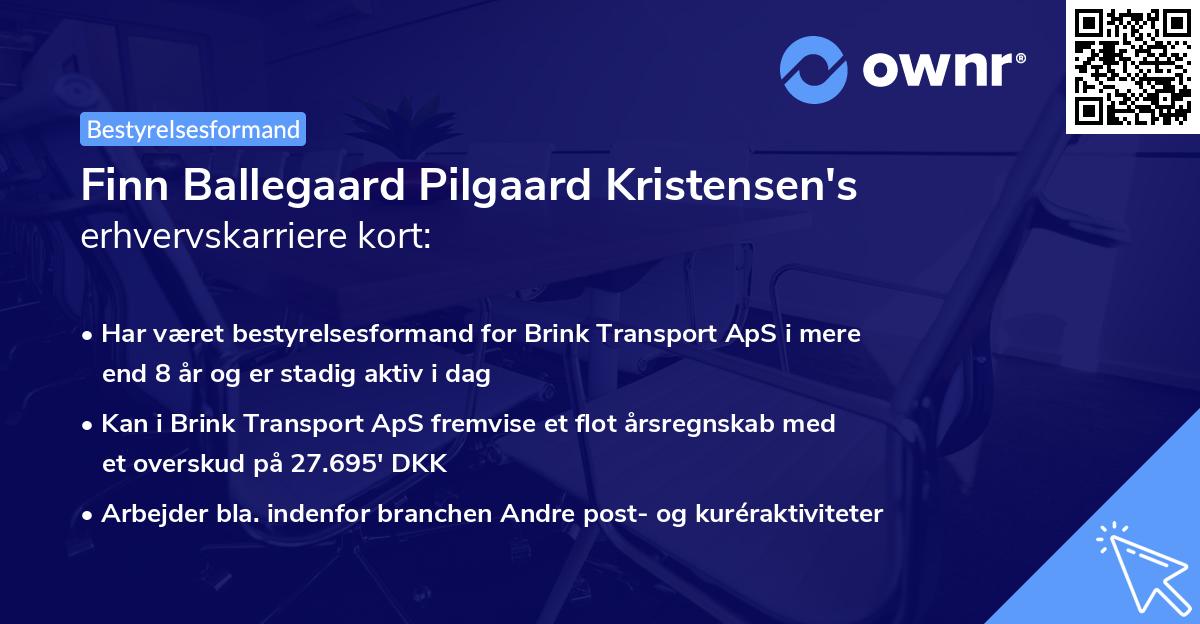 Finn Ballegaard Pilgaard Kristensen's erhvervskarriere kort