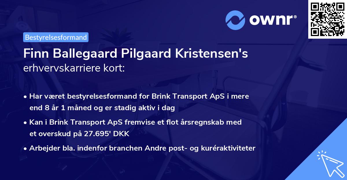 Finn Ballegaard Pilgaard Kristensen's erhvervskarriere kort