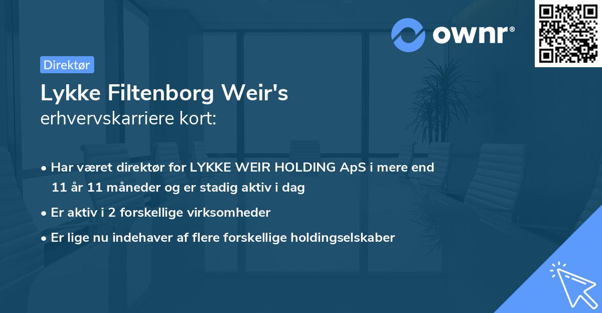 Lykke Filtenborg Weir's erhvervskarriere kort