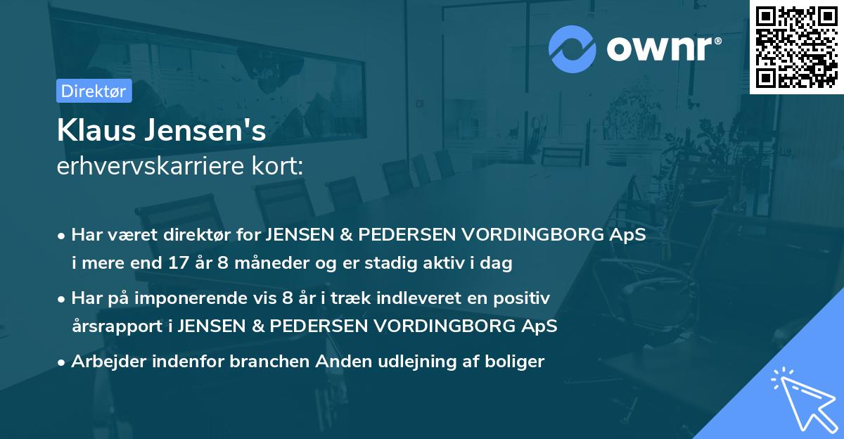Klaus Jensen's erhvervskarriere kort