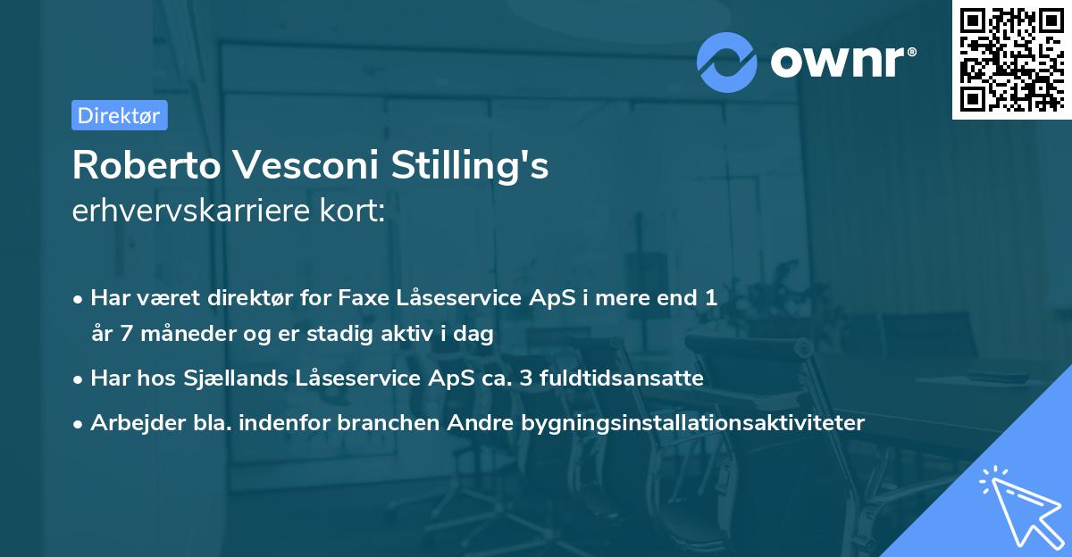 Roberto Vesconi Stilling's erhvervskarriere kort