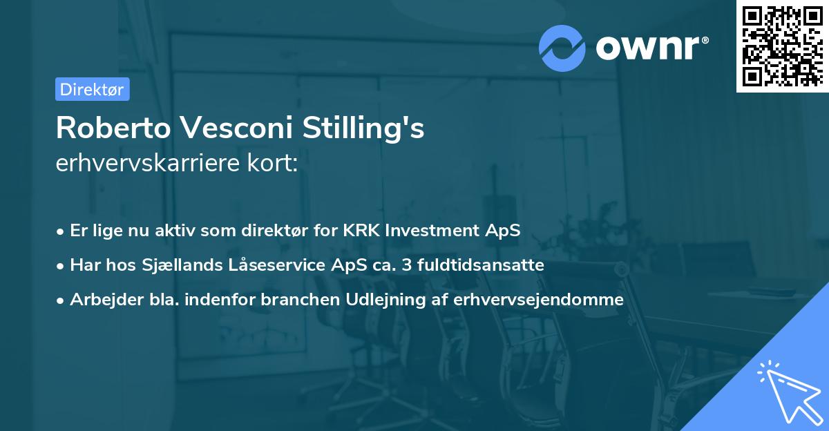 Roberto Vesconi Stilling's erhvervskarriere kort