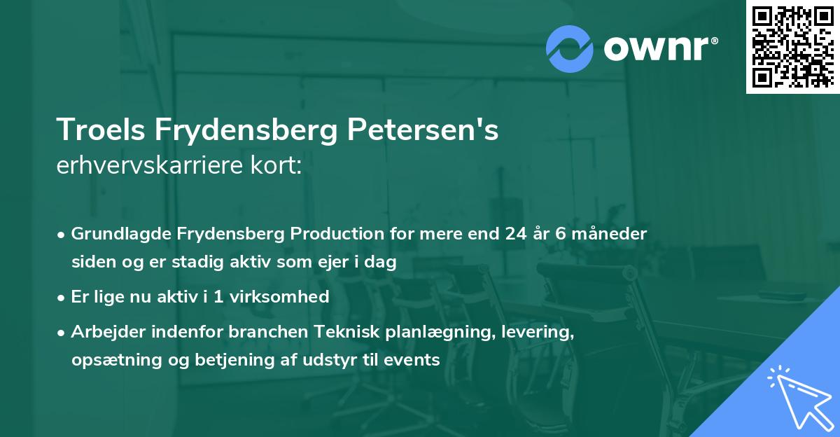 Troels Frydensberg Petersen's erhvervskarriere kort