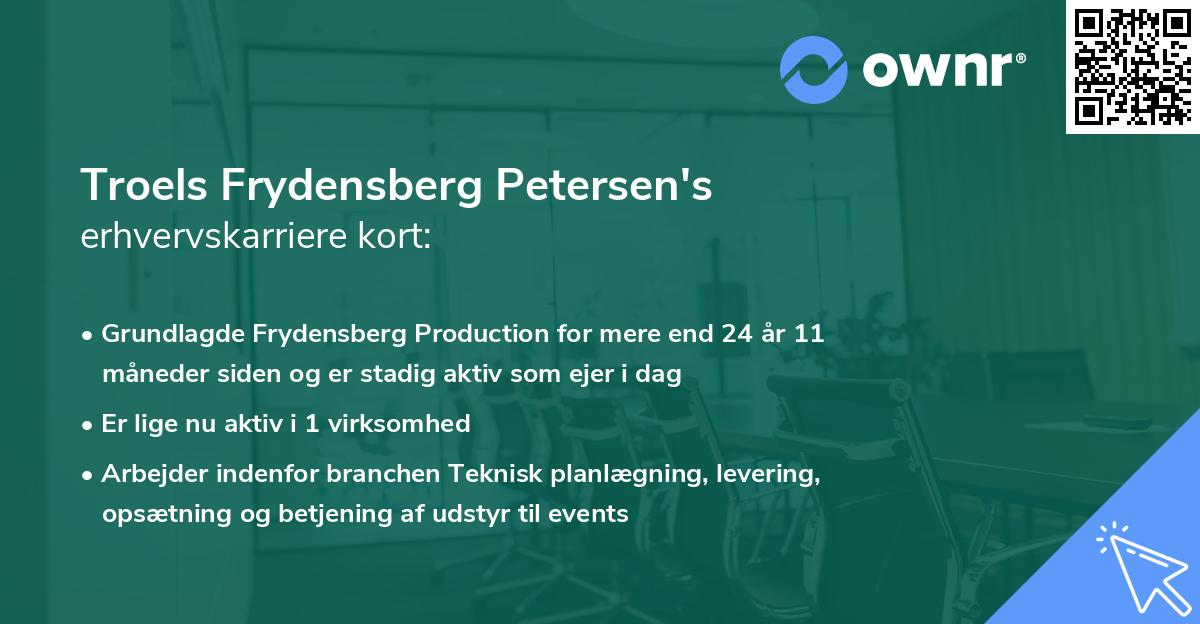 Troels Frydensberg Petersen's erhvervskarriere kort