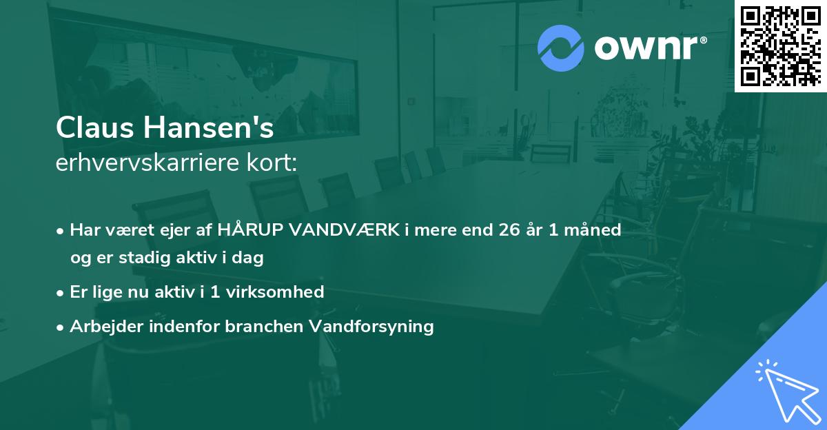Claus Hansen's erhvervskarriere kort