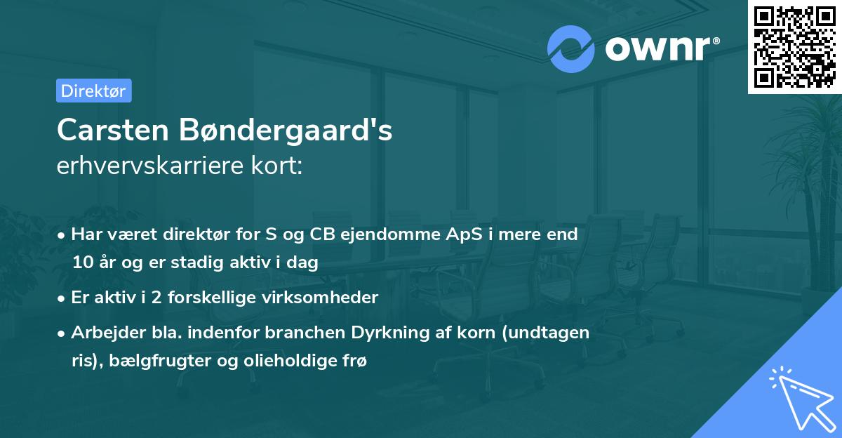 Carsten Bøndergaard's erhvervskarriere kort
