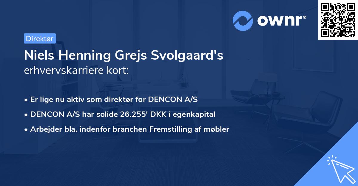 Niels Henning Grejs Svolgaard's erhvervskarriere kort