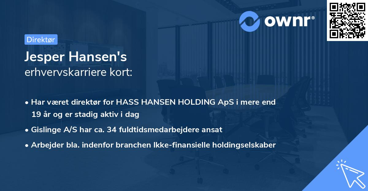 Jesper Hansen's erhvervskarriere kort