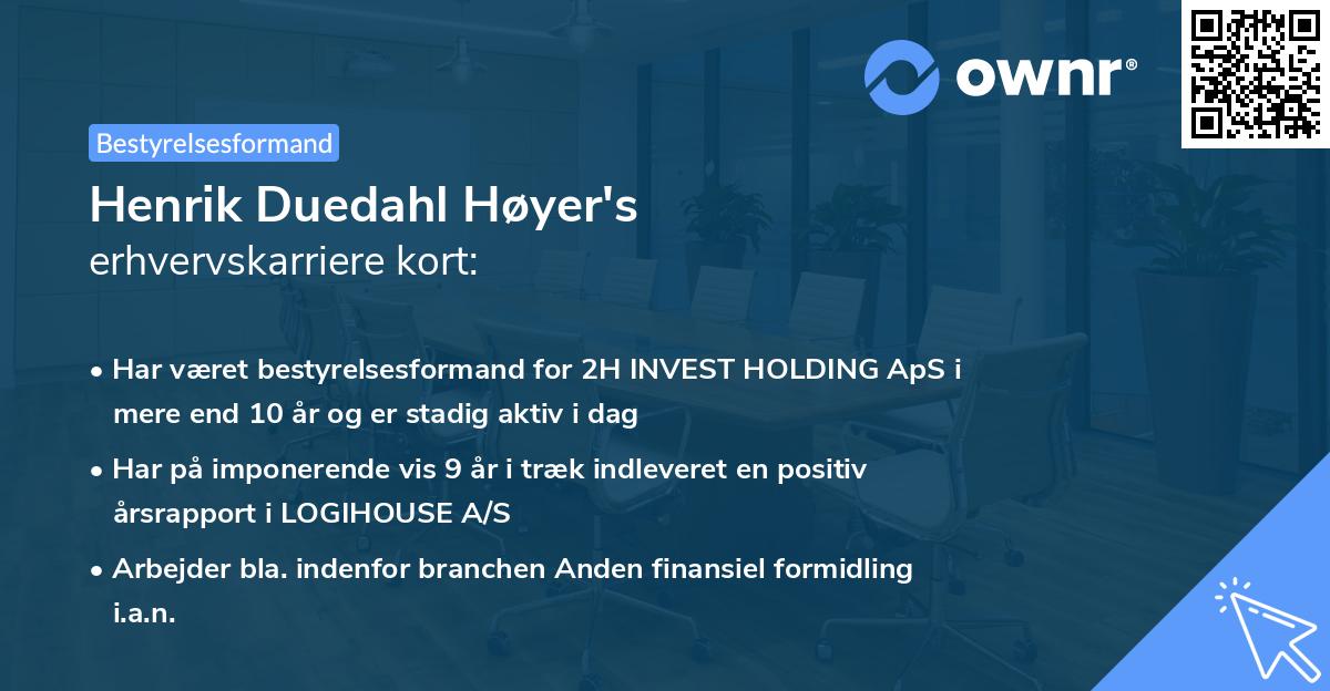 Henrik Duedahl Høyer's erhvervskarriere kort