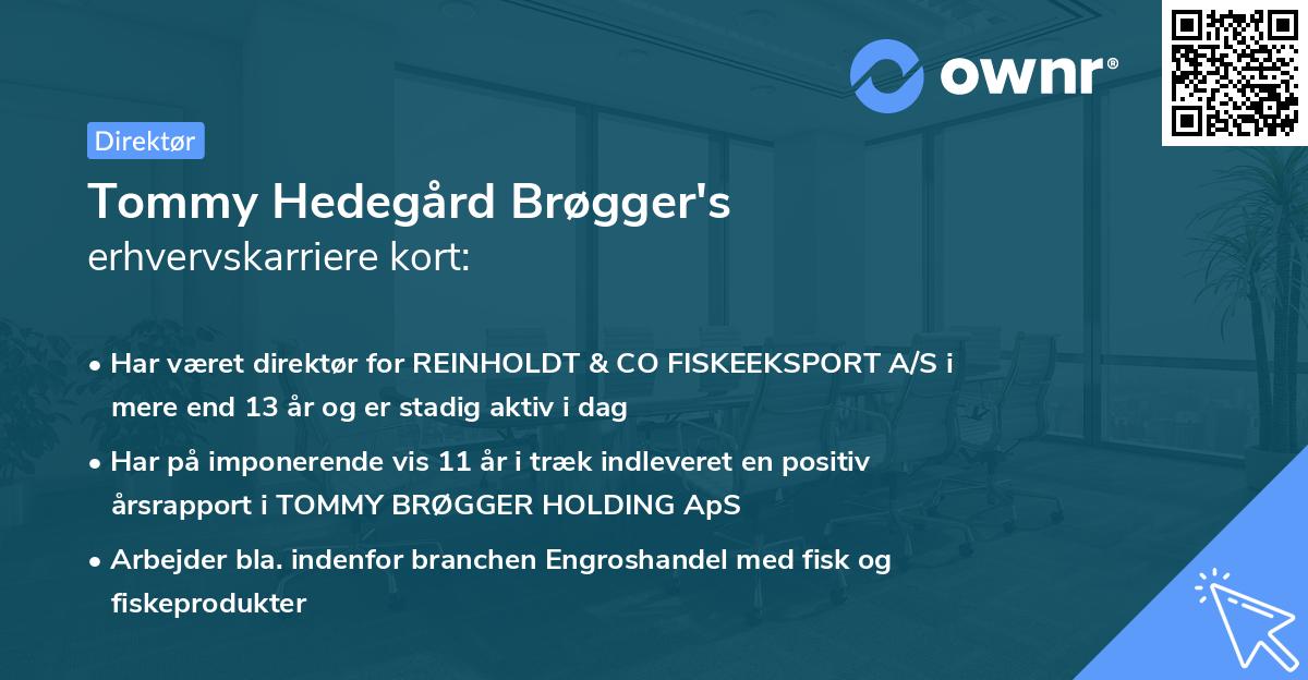 Tommy Hedegård Brøgger's erhvervskarriere kort