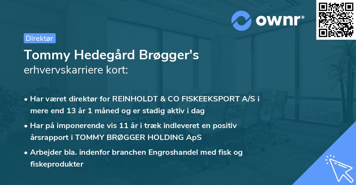 Tommy Hedegård Brøgger's erhvervskarriere kort