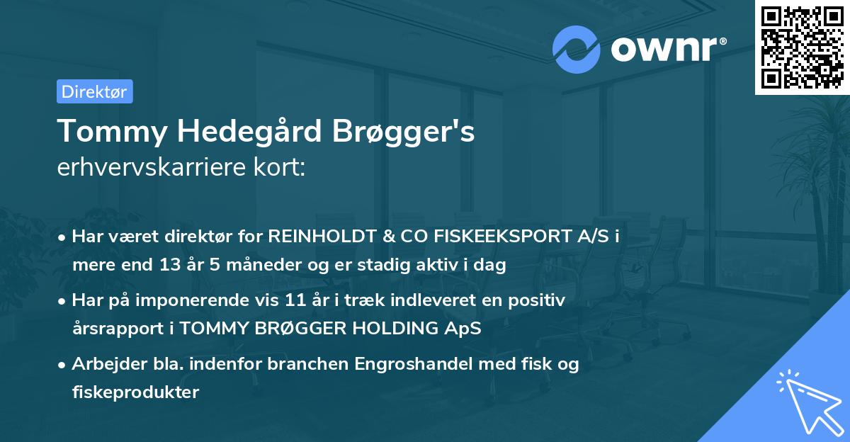 Tommy Hedegård Brøgger's erhvervskarriere kort