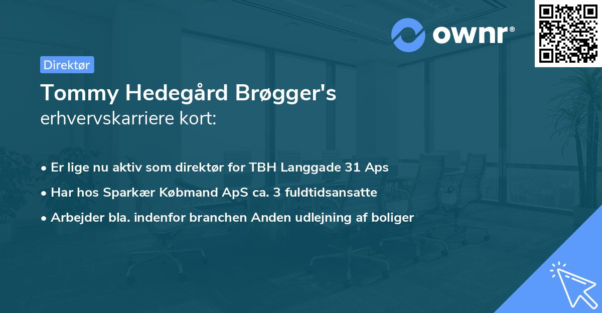 Tommy Hedegård Brøgger's erhvervskarriere kort