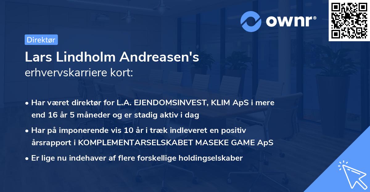 Lars Lindholm Andreasen's erhvervskarriere kort