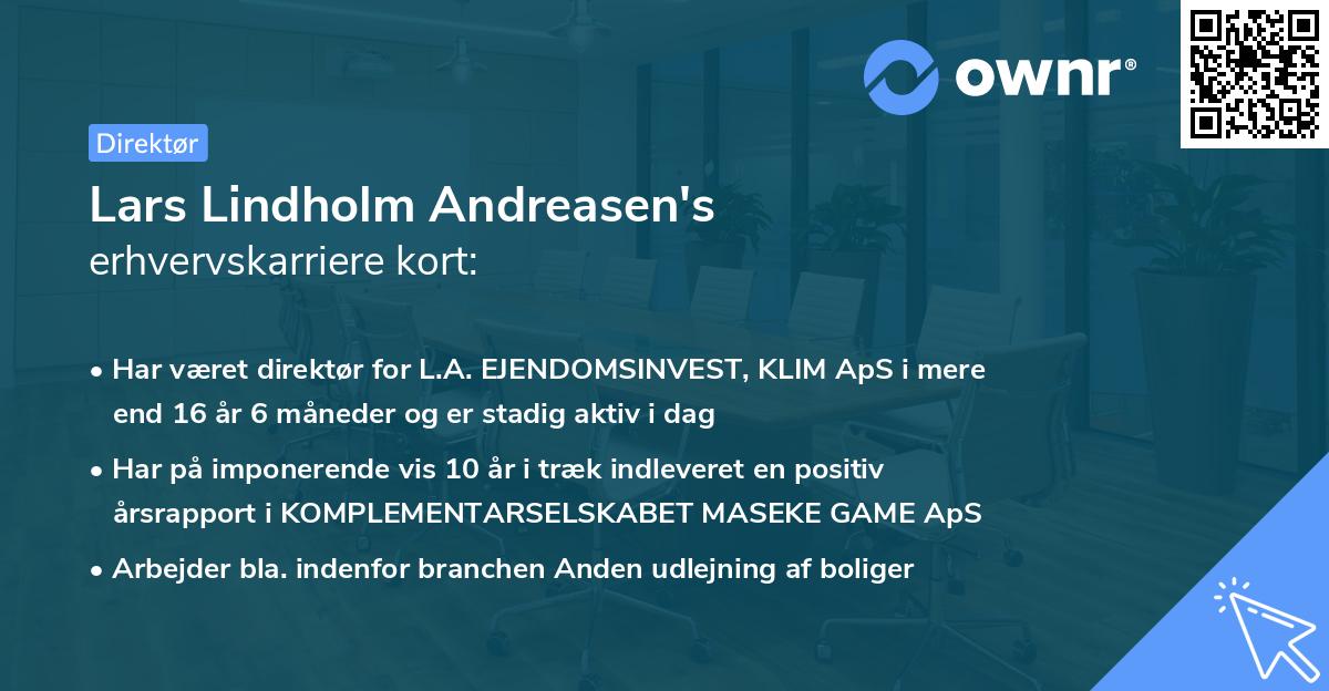 Lars Lindholm Andreasen's erhvervskarriere kort