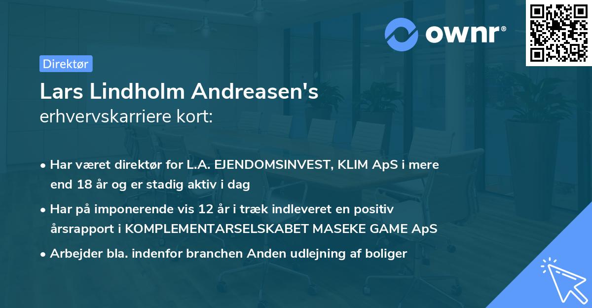 Lars Lindholm Andreasen's erhvervskarriere kort