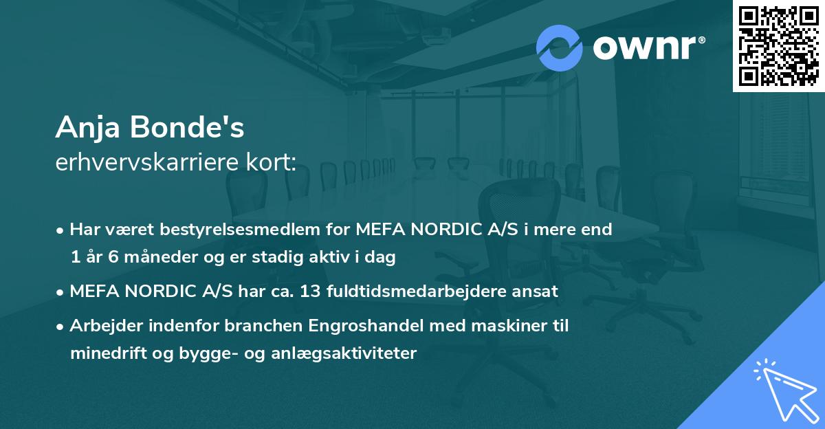 Anja Bonde's erhvervskarriere kort