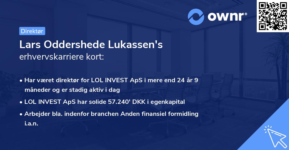 Lars Oddershede Lukassen's erhvervskarriere kort