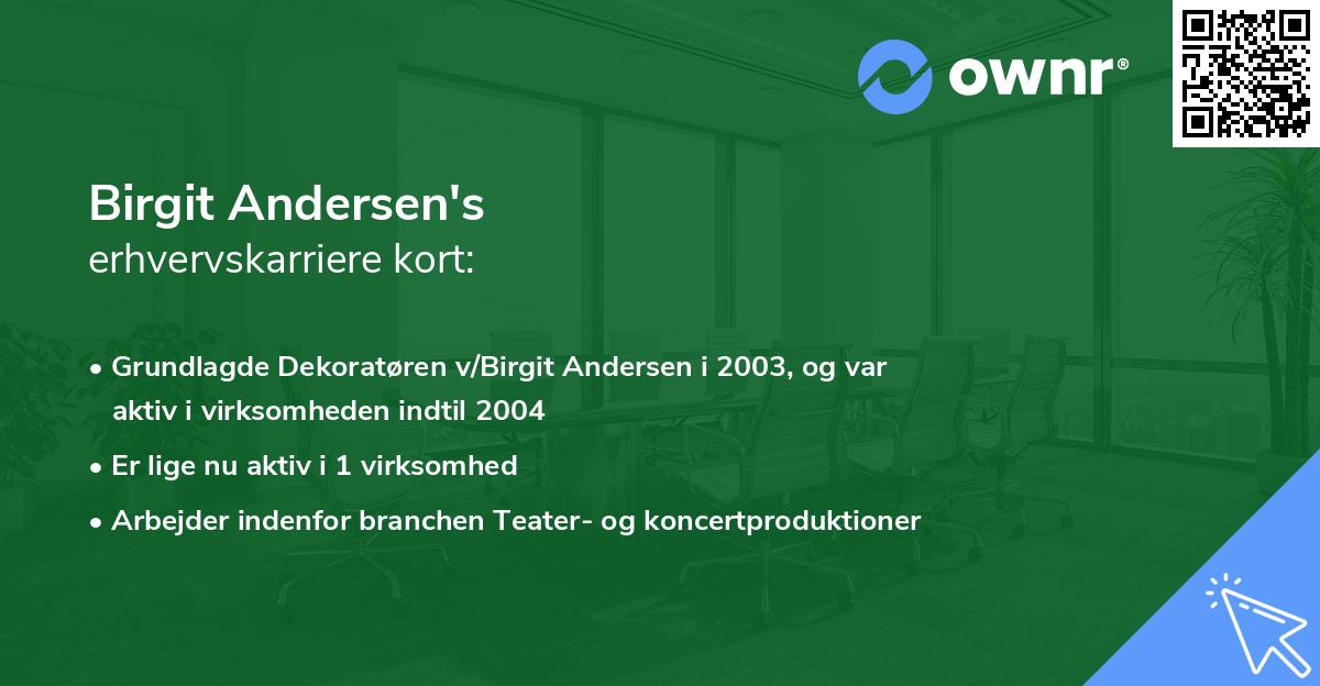 Birgit Andersen's erhvervskarriere kort