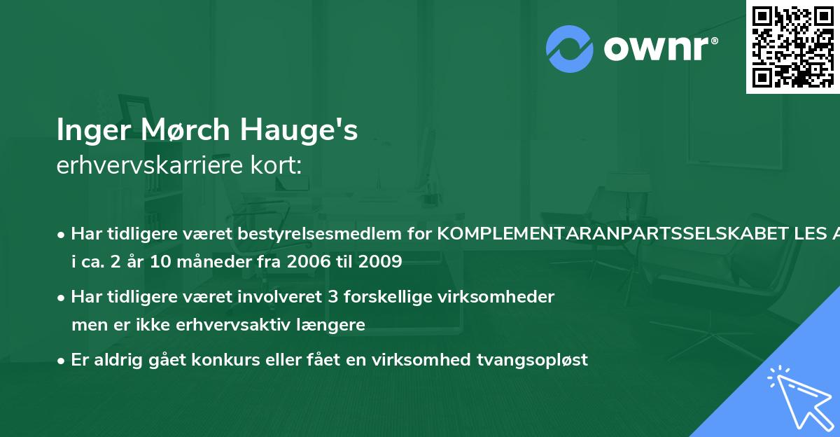 Inger Mørch Hauge's erhvervskarriere kort