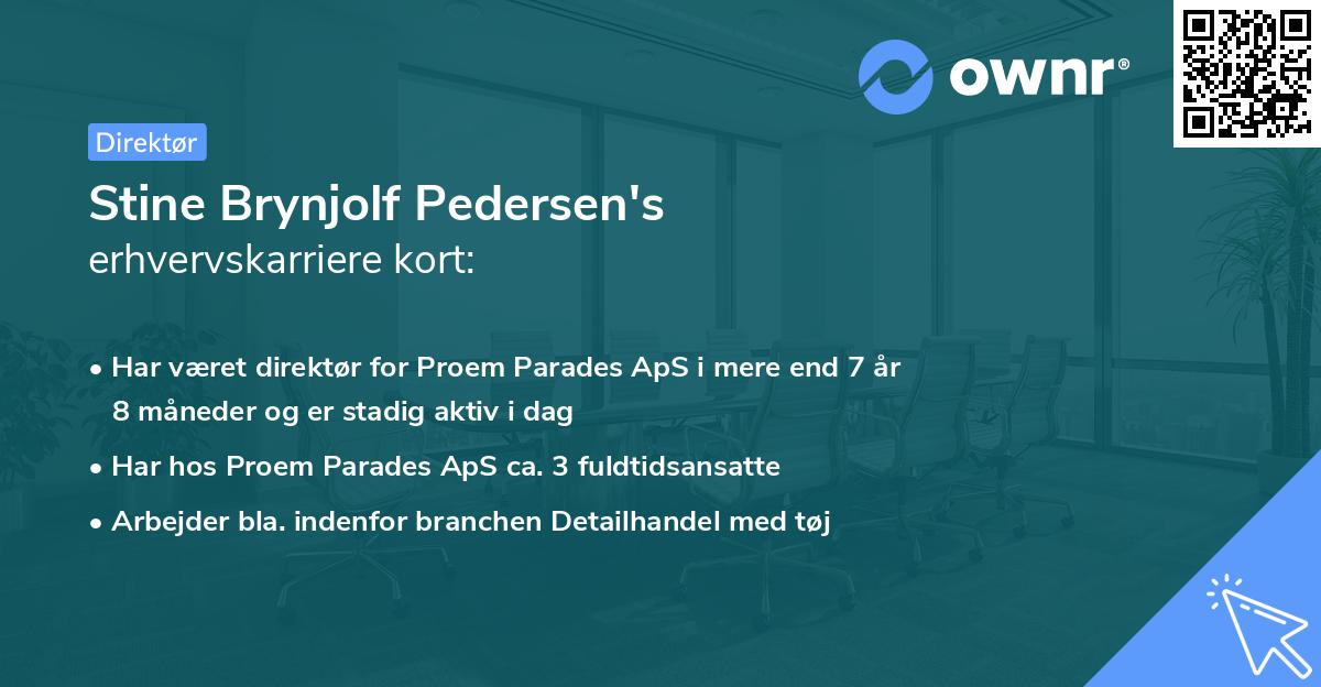 Stine Brynjolf Pedersen's erhvervskarriere kort