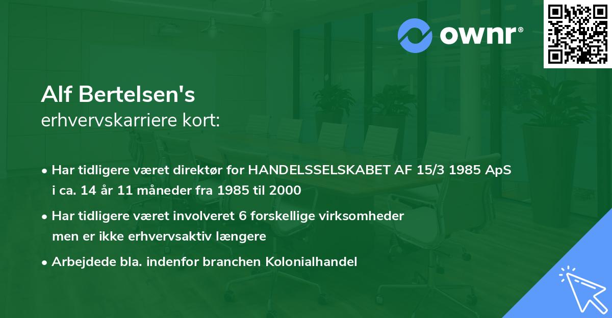 Alf Bertelsen's erhvervskarriere kort