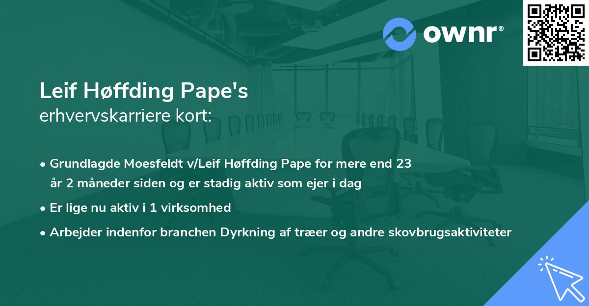 Leif Høffding Pape's erhvervskarriere kort