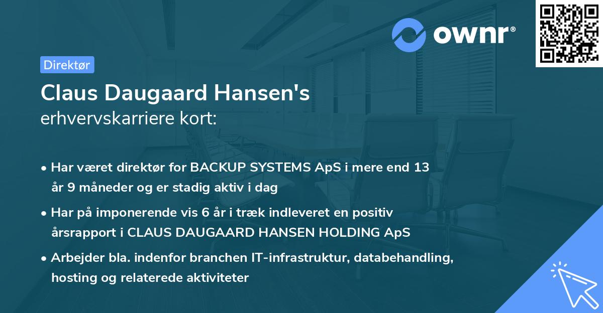 Claus Daugaard Hansen's erhvervskarriere kort