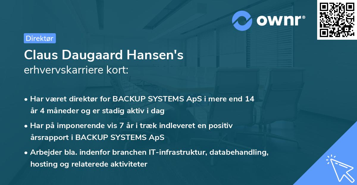 Claus Daugaard Hansen's erhvervskarriere kort