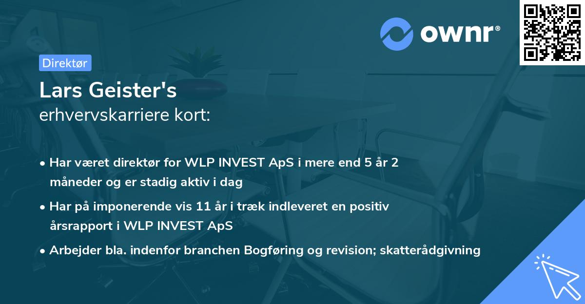 Lars Geister's erhvervskarriere kort