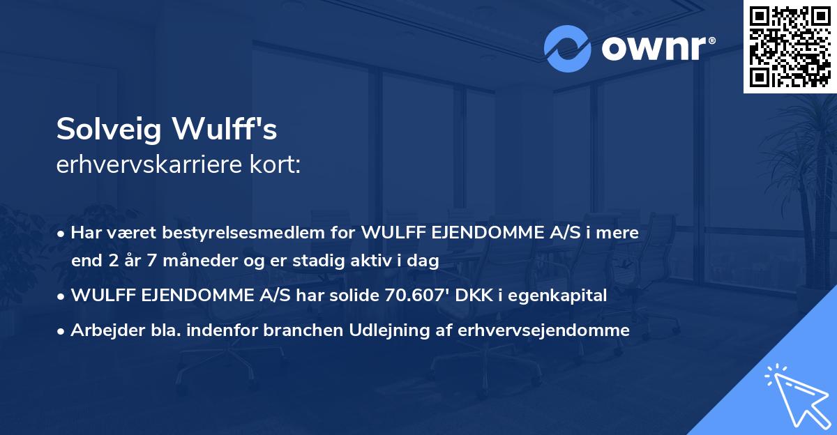 Solveig Wulff's erhvervskarriere kort