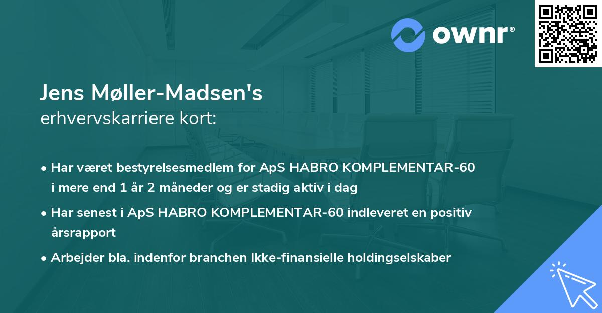 Jens Møller-Madsen's erhvervskarriere kort