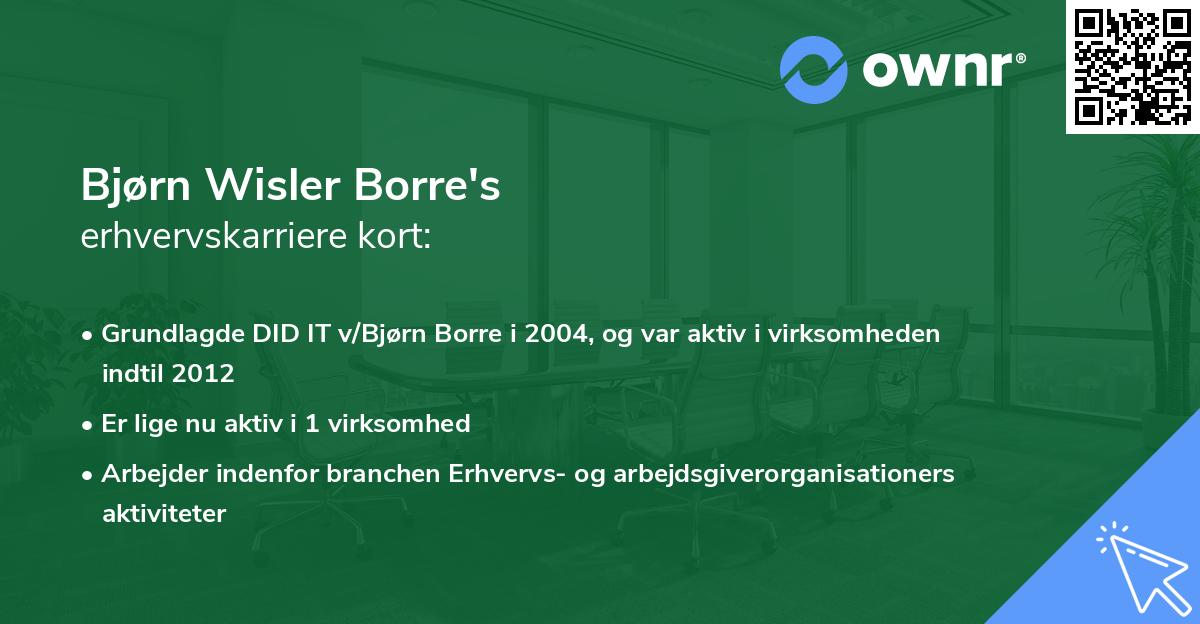 Bjørn Wisler Borre's erhvervskarriere kort