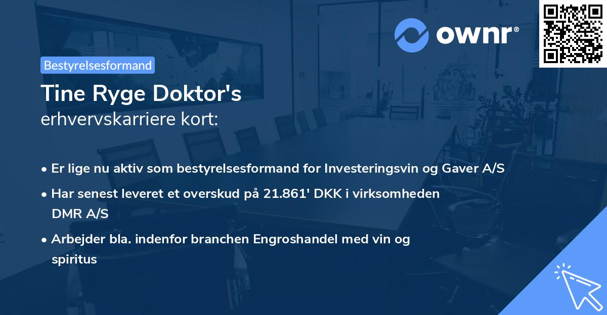 Tine Ryge Doktor's erhvervskarriere kort