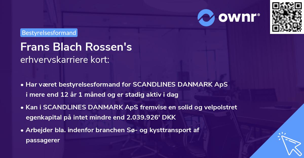 Frans Blach Rossen's erhvervskarriere kort