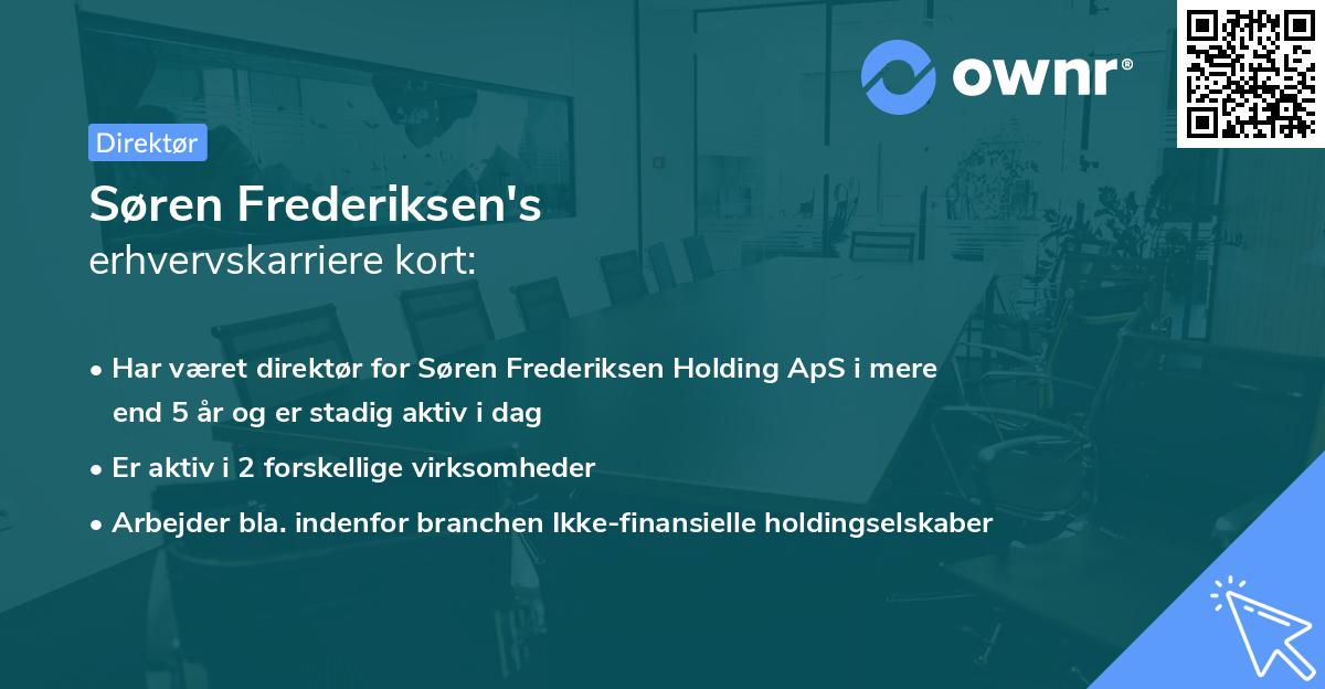Søren Frederiksen's erhvervskarriere kort