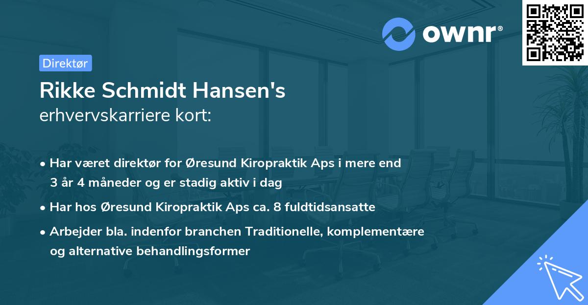 Rikke Schmidt Hansen's erhvervskarriere kort