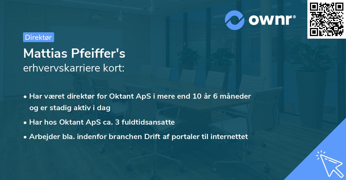 Mattias Pfeiffer's erhvervskarriere kort
