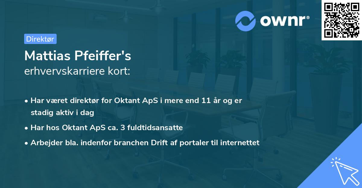 Mattias Pfeiffer's erhvervskarriere kort