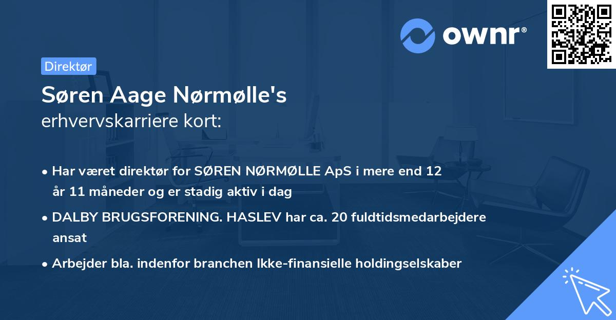 Søren Aage Nørmølle's erhvervskarriere kort