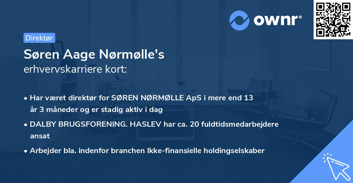 Søren Aage Nørmølle's erhvervskarriere kort