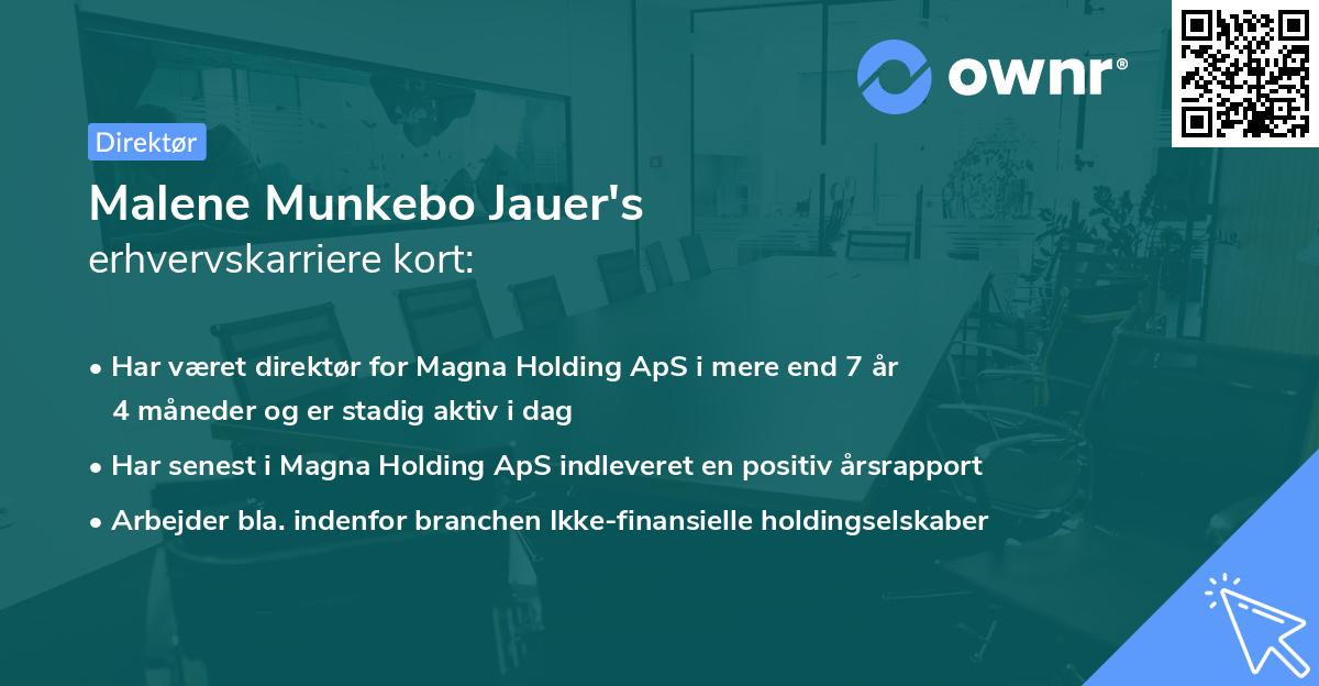 Malene Munkebo Jauer's erhvervskarriere kort