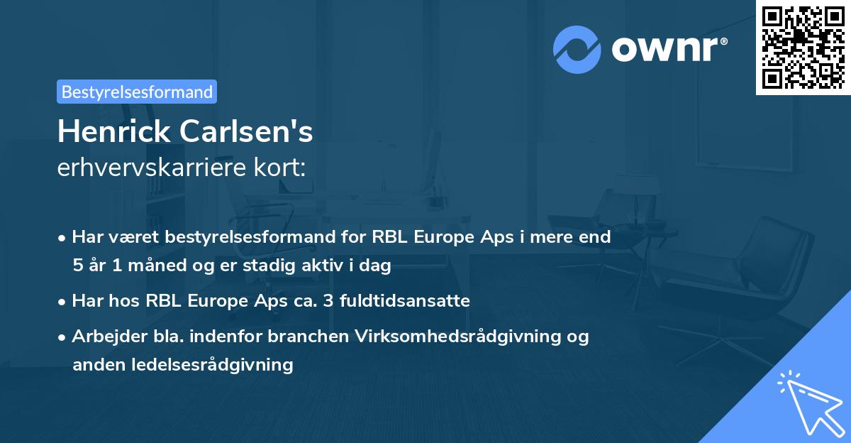 Henrick Carlsen's erhvervskarriere kort