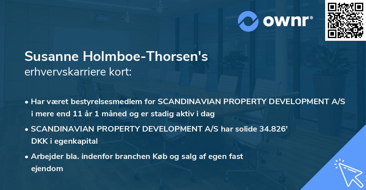 Susanne Holmboe-Thorsen's erhvervskarriere kort