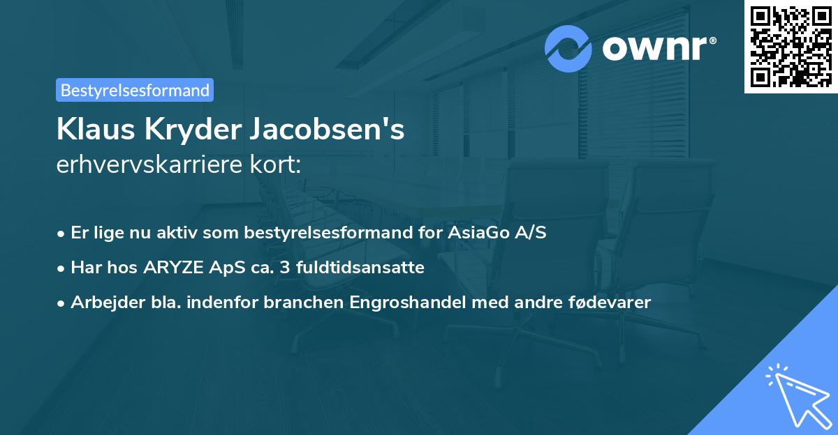 Klaus Kryder Jacobsen's erhvervskarriere kort