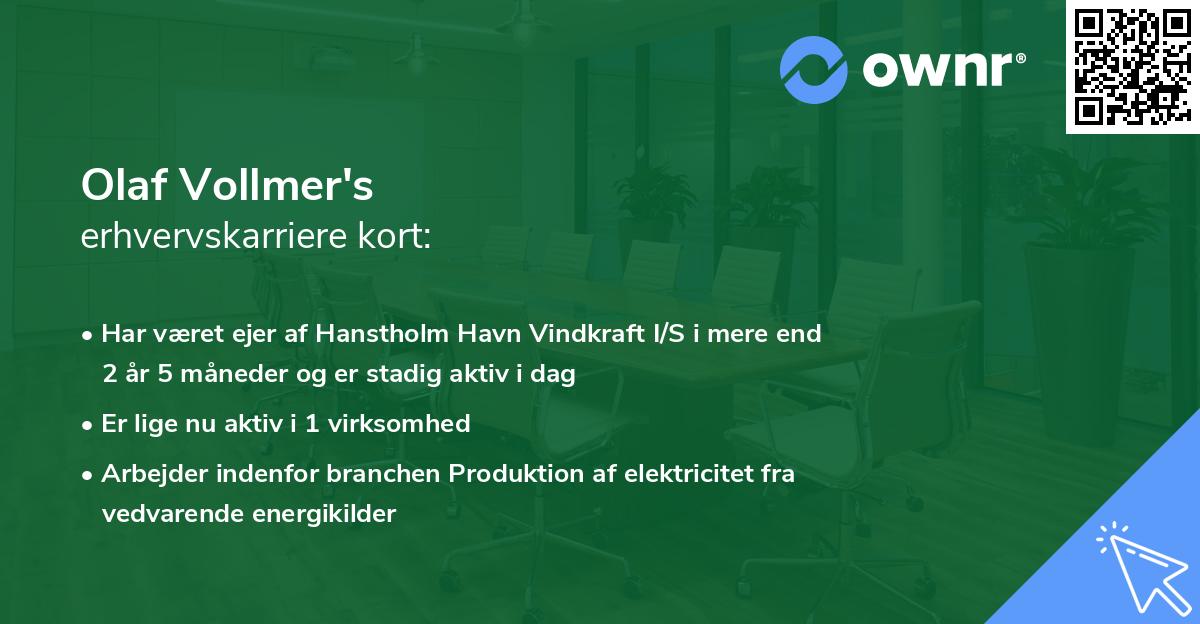 Olaf Vollmer's erhvervskarriere kort