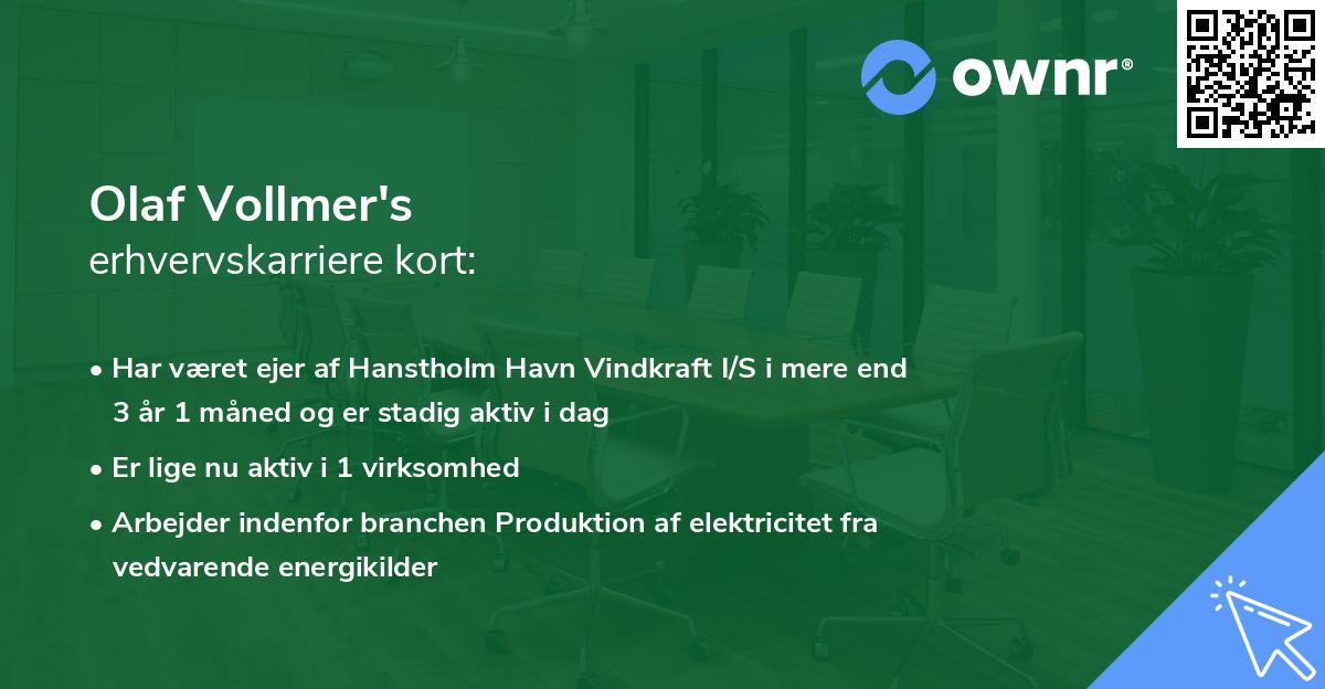 Olaf Vollmer's erhvervskarriere kort